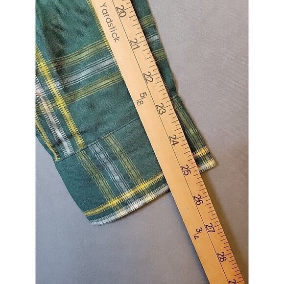 prAna Button Up Flannel Shirt Men's Small Green Yellow Plaid Casual, NWT $79 - Picture 9 of 13